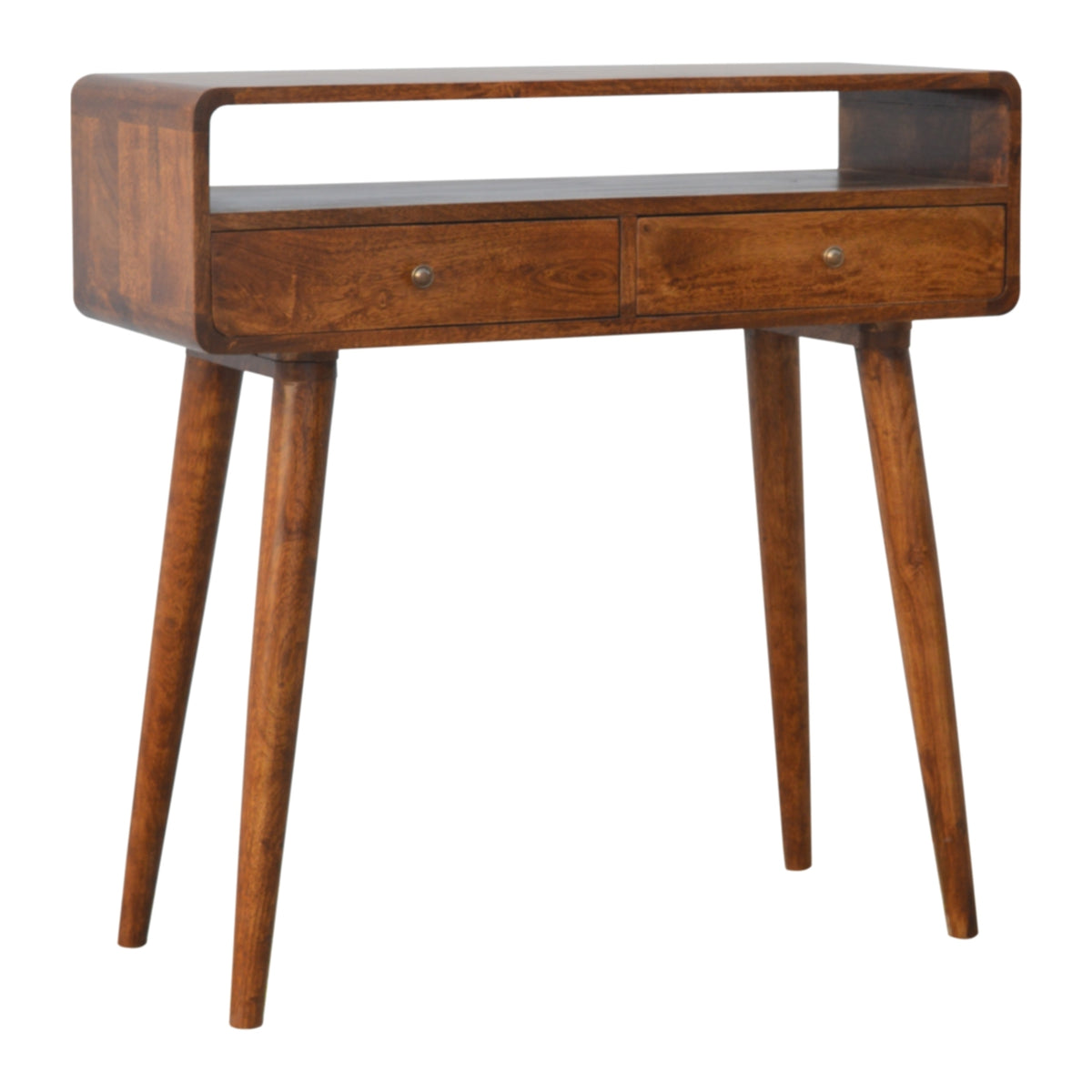 Nashville Curved Chestnut 2-Drawer Console