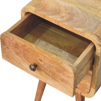Small Oak Wood Curved 2 Drawer Nightstand