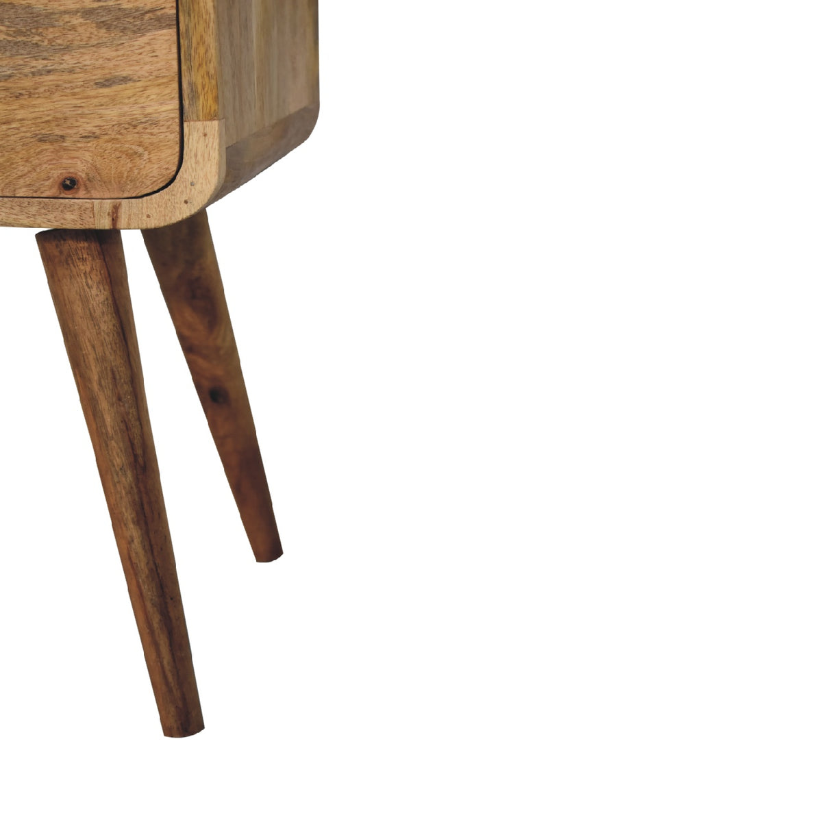 Small Oak Wood Curved 2 Drawer Nightstand
