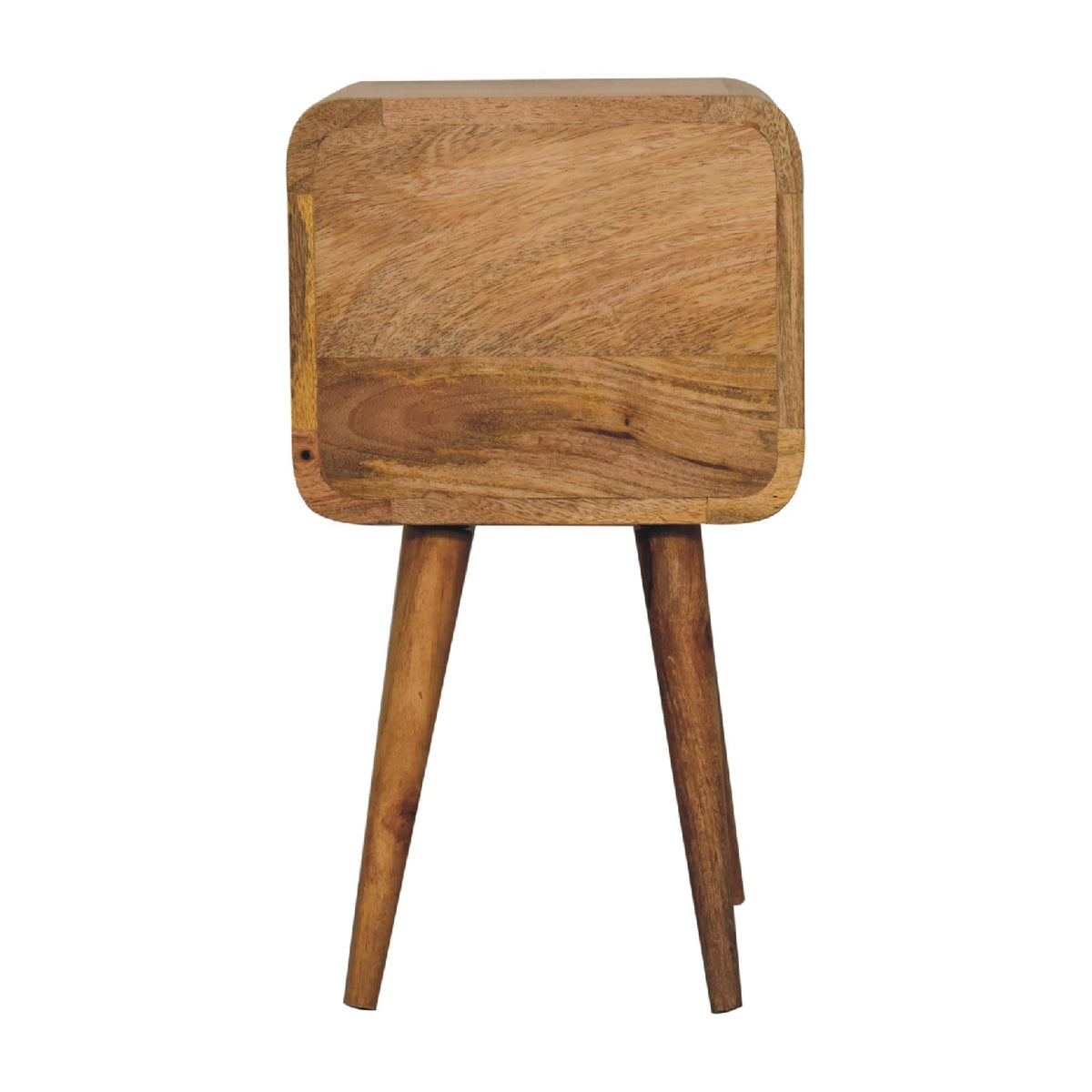 Small Oak Wood Curved 2 Drawer Nightstand