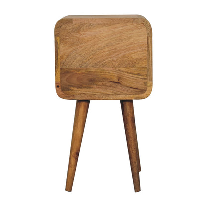 Small Oak Wood Curved 2 Drawer Nightstand