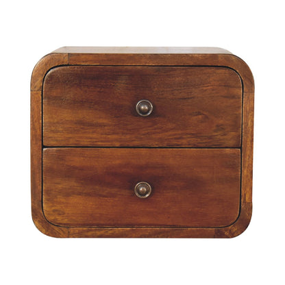 Small Chestnut 2 Drawer Floating Bedside