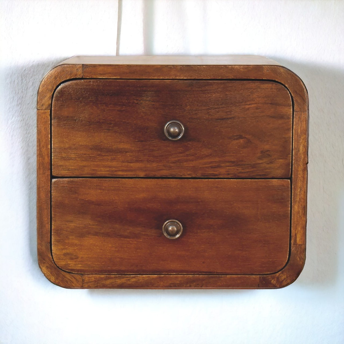 Small Chestnut 2 Drawer Floating Bedside