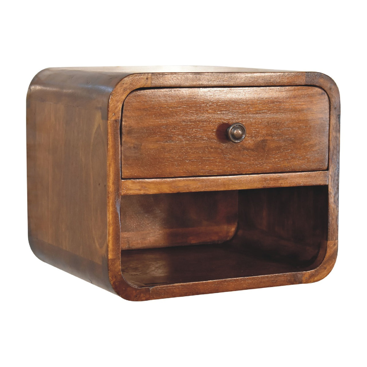 Small Chestnut Curved Floating Nightstand