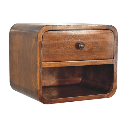 Small Chestnut Curved Floating Nightstand