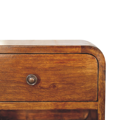 Small Chestnut Curved Floating Nightstand