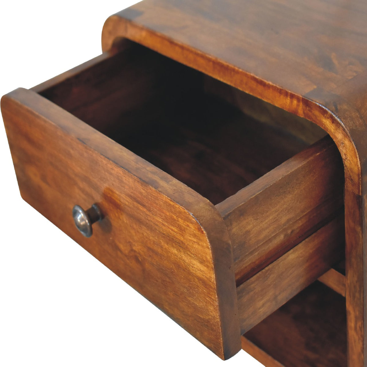 Small Chestnut Curved Floating Nightstand