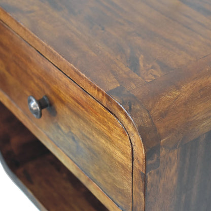 Small Chestnut Curved Floating Nightstand