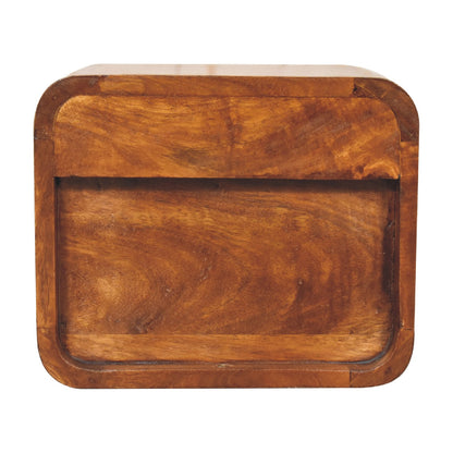Small Chestnut Curved Floating Nightstand