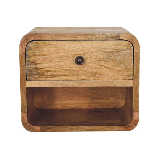 Small Oak Wood Floating Open Wall Nightstand