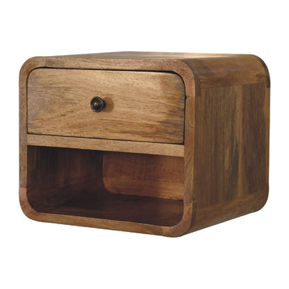 Small Oak Wood Floating Open Wall Nightstand