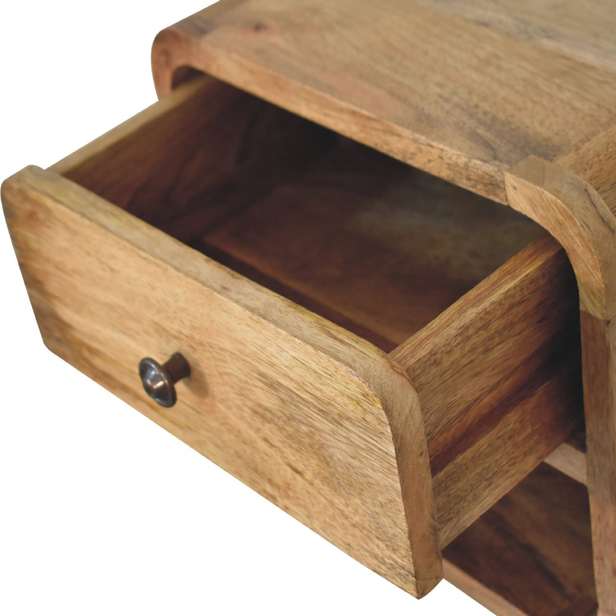 Small Oak Wood Floating Open Wall Nightstand