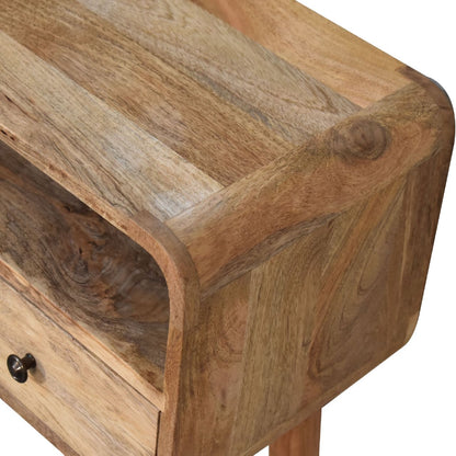 Small Oak Wood Curved 2 Drawer Console Table