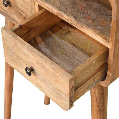 Small Oak Wood Curved 2 Drawer Console Table