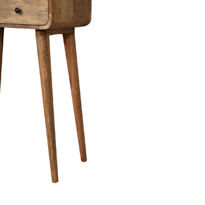 Small Oak Wood Curved 2 Drawer Console Table