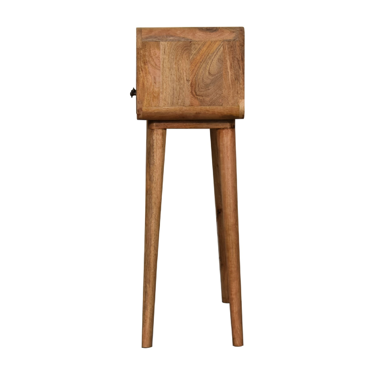 Small Oak Wood Curved 2 Drawer Console Table