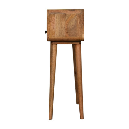 Small Oak Wood Curved 2 Drawer Console Table