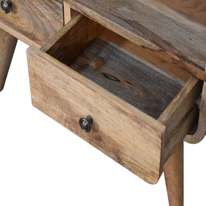 Small Oak Wood Curved 2 Drawer TV Console