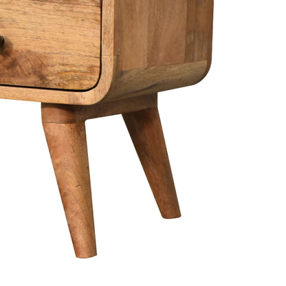 Small Oak Wood Curved 2 Drawer TV Console