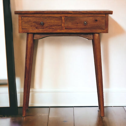 Small Chestnut Slim 2 Drawer Hallway Console