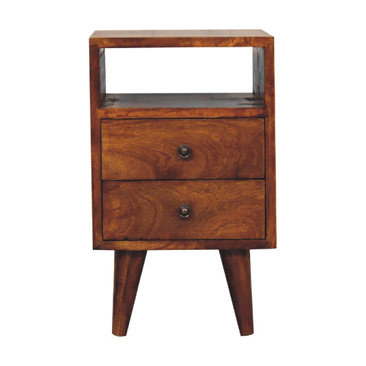 Small Chestnut Wood Classic 2 Drawer Nightstand