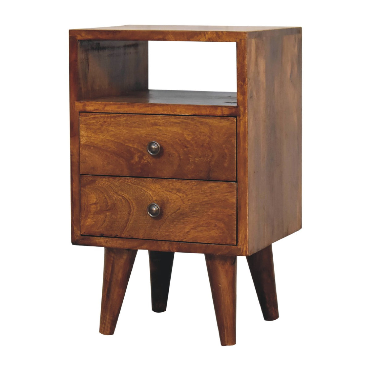 Small Chestnut Wood Classic 2 Drawer Nightstand