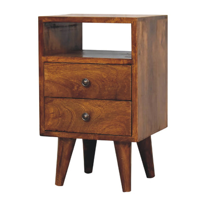 Small Chestnut Wood Classic 2 Drawer Nightstand