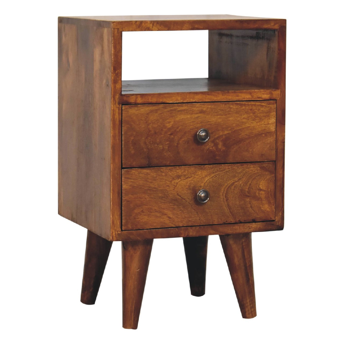 Small Chestnut Wood Classic 2 Drawer Nightstand
