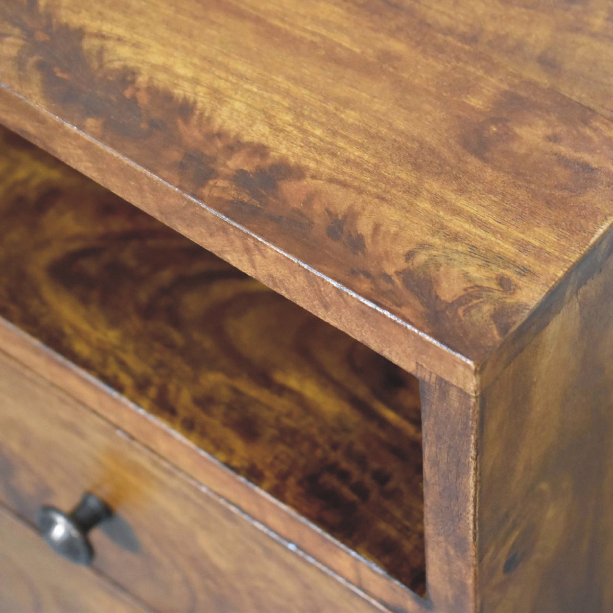 Small Chestnut Wood Classic 2 Drawer Nightstand