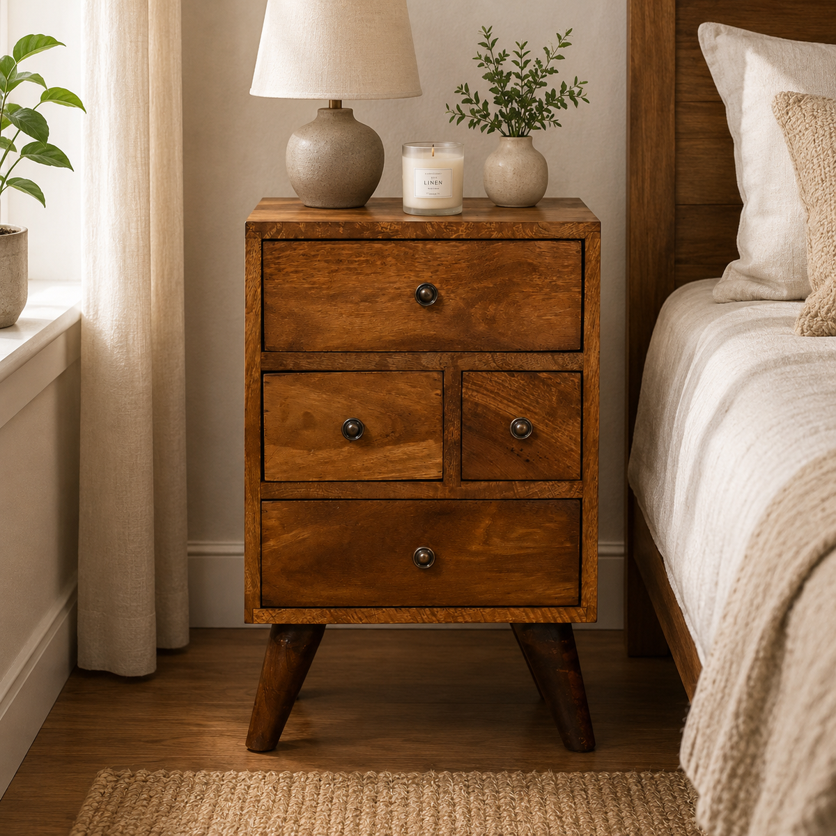 Chestnut Ridge Solid Wood 4 Drawer Nightstand