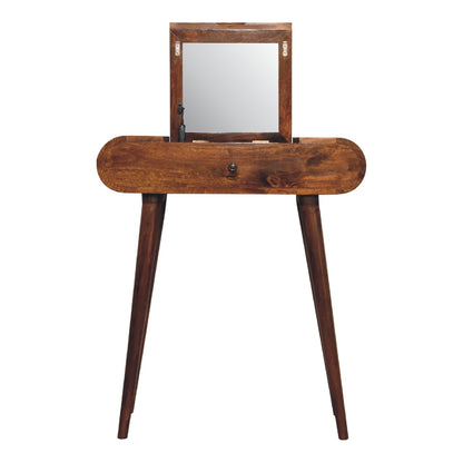 Small Chestnut Wood Flip Top Dressing Vanity