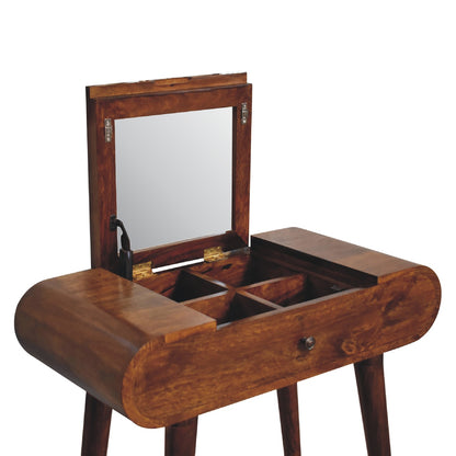 Small Chestnut Wood Flip Top Dressing Vanity