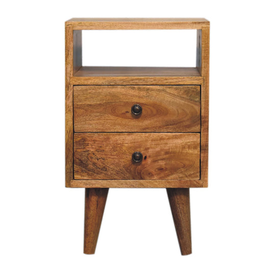 Small Oak Wood Classic 2 Drawer Nightstand