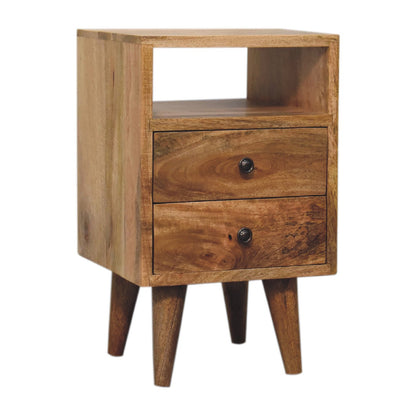 Small Oak Wood Classic 2 Drawer Nightstand