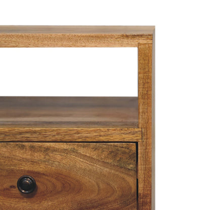 Small Oak Wood Classic 2 Drawer Nightstand
