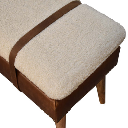 Bouclé Montauk Buffalo Hide Leather Bench
