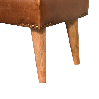 Bouclé Montauk Buffalo Hide Leather Bench