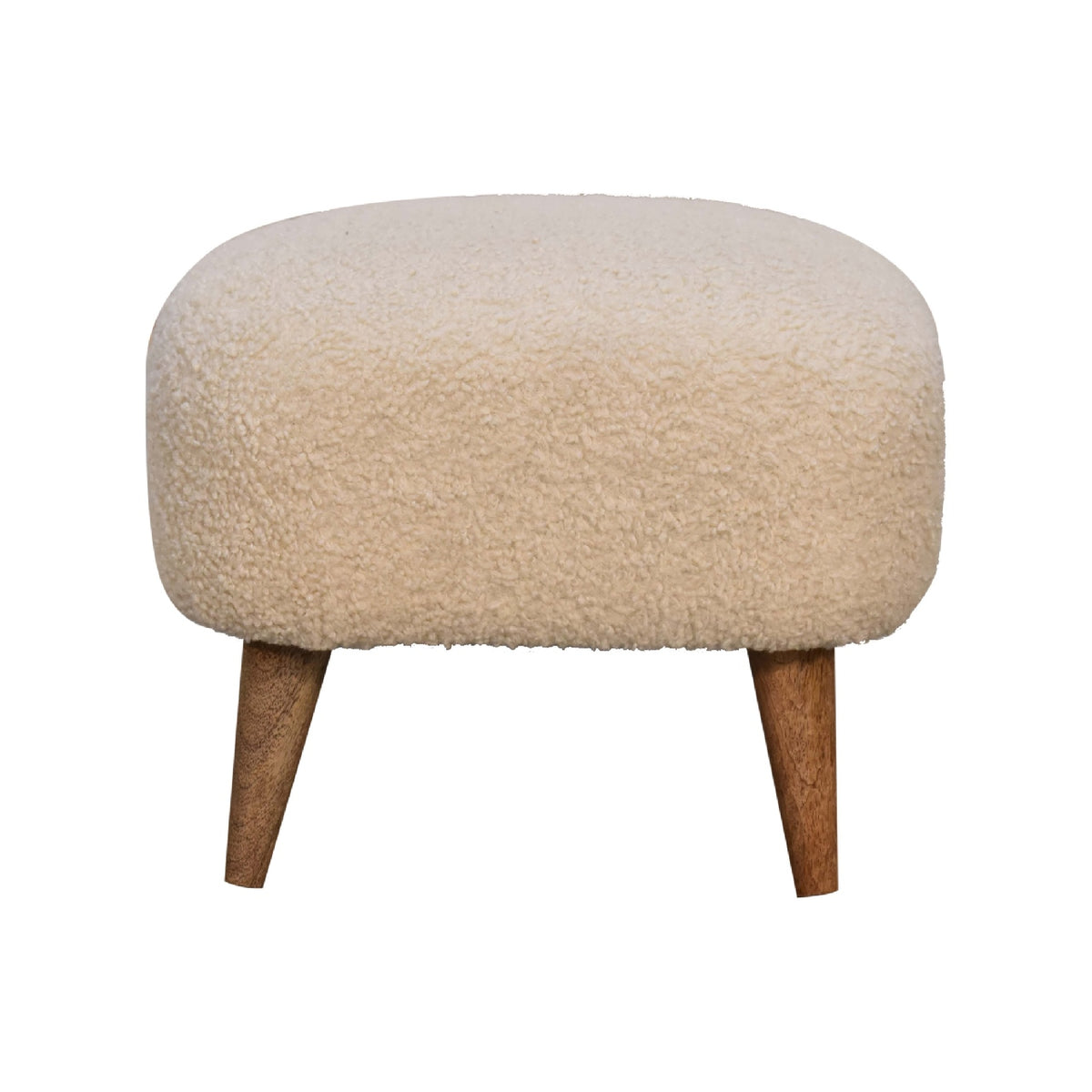 Bouclé Montauk Square Solid Wood Footstool