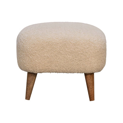 Bouclé Montauk Square Solid Wood Footstool