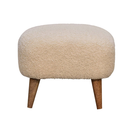Bouclé Montauk Square Solid Wood Footstool