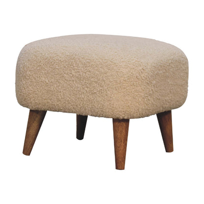 Bouclé Montauk Square Solid Wood Footstool