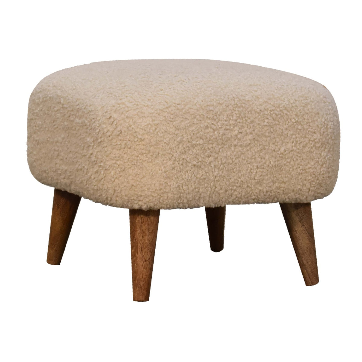 Bouclé Montauk Square Solid Wood Footstool