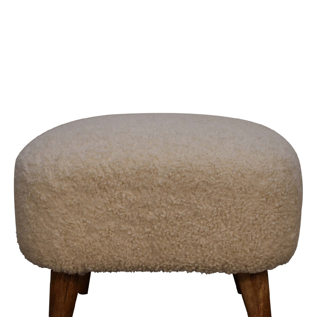 Bouclé Montauk Square Solid Wood Footstool