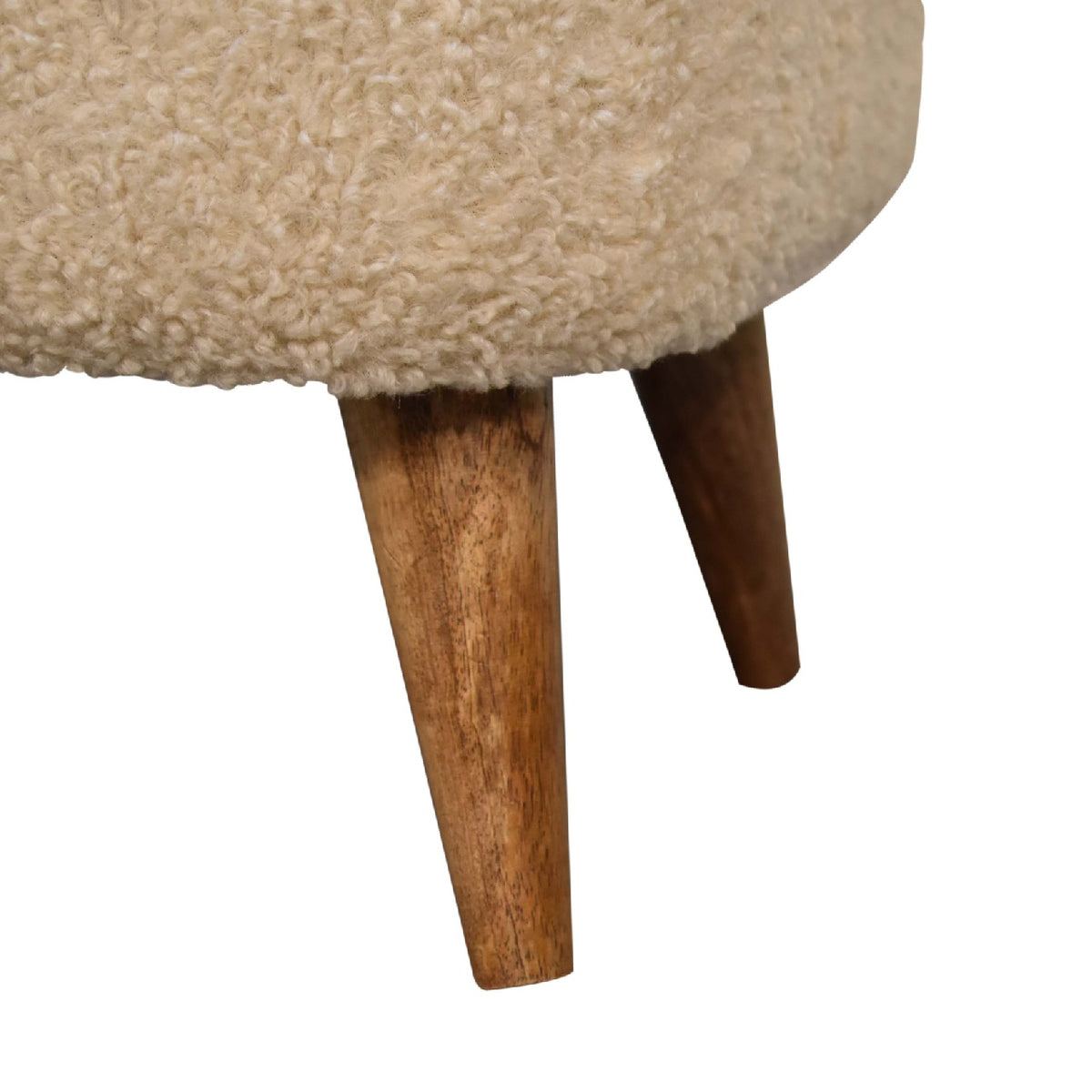 Bouclé Montauk Square Solid Wood Footstool