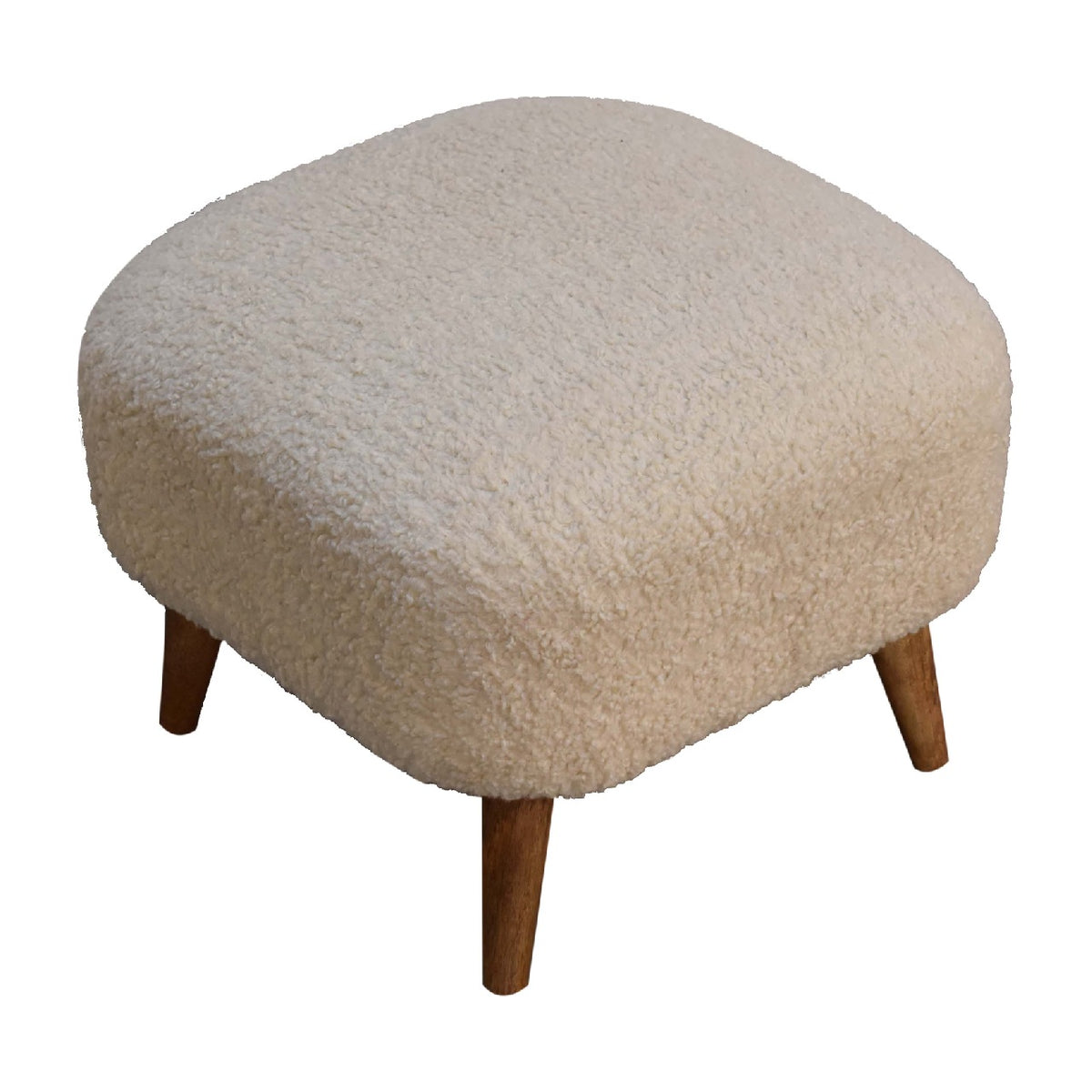 Bouclé Montauk Square Solid Wood Footstool