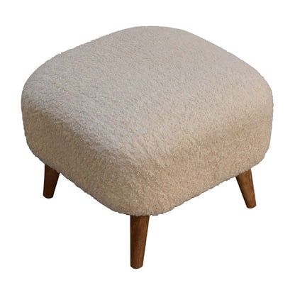 Bouclé Montauk Square Solid Wood Footstool