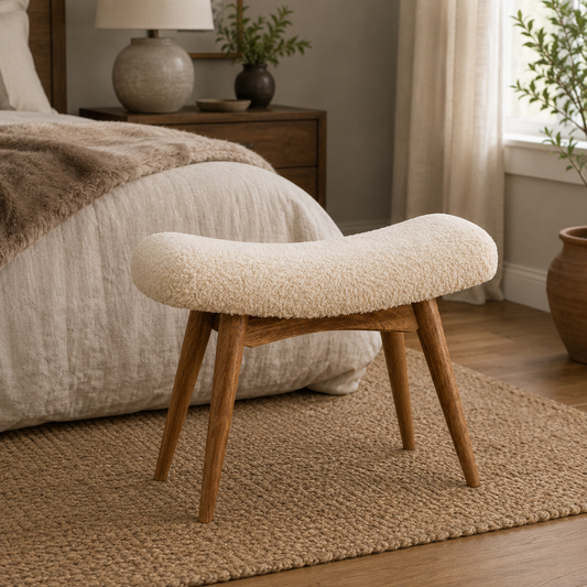 Bouclé Montauk Curved Solid Wood Bench