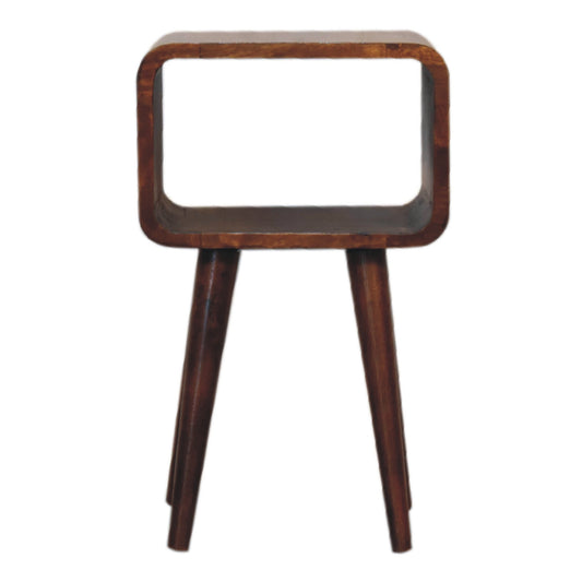 Small Chestnut Curved Open Cubby Nightstand