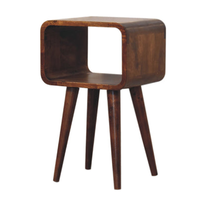 Small Chestnut Curved Open Cubby Nightstand