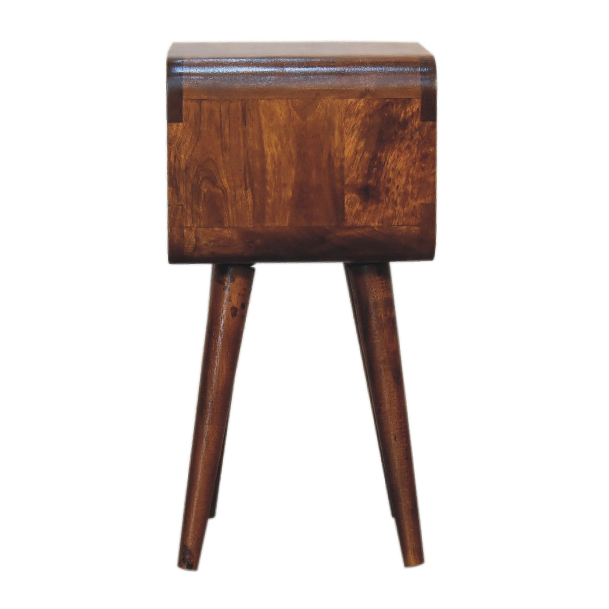 Small Chestnut Curved Open Cubby Nightstand